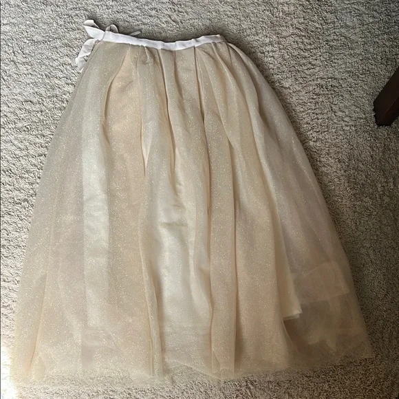 Collection J Crew Cream Midi A-Line Skirt with Ruffles - Picture 1 of 4
